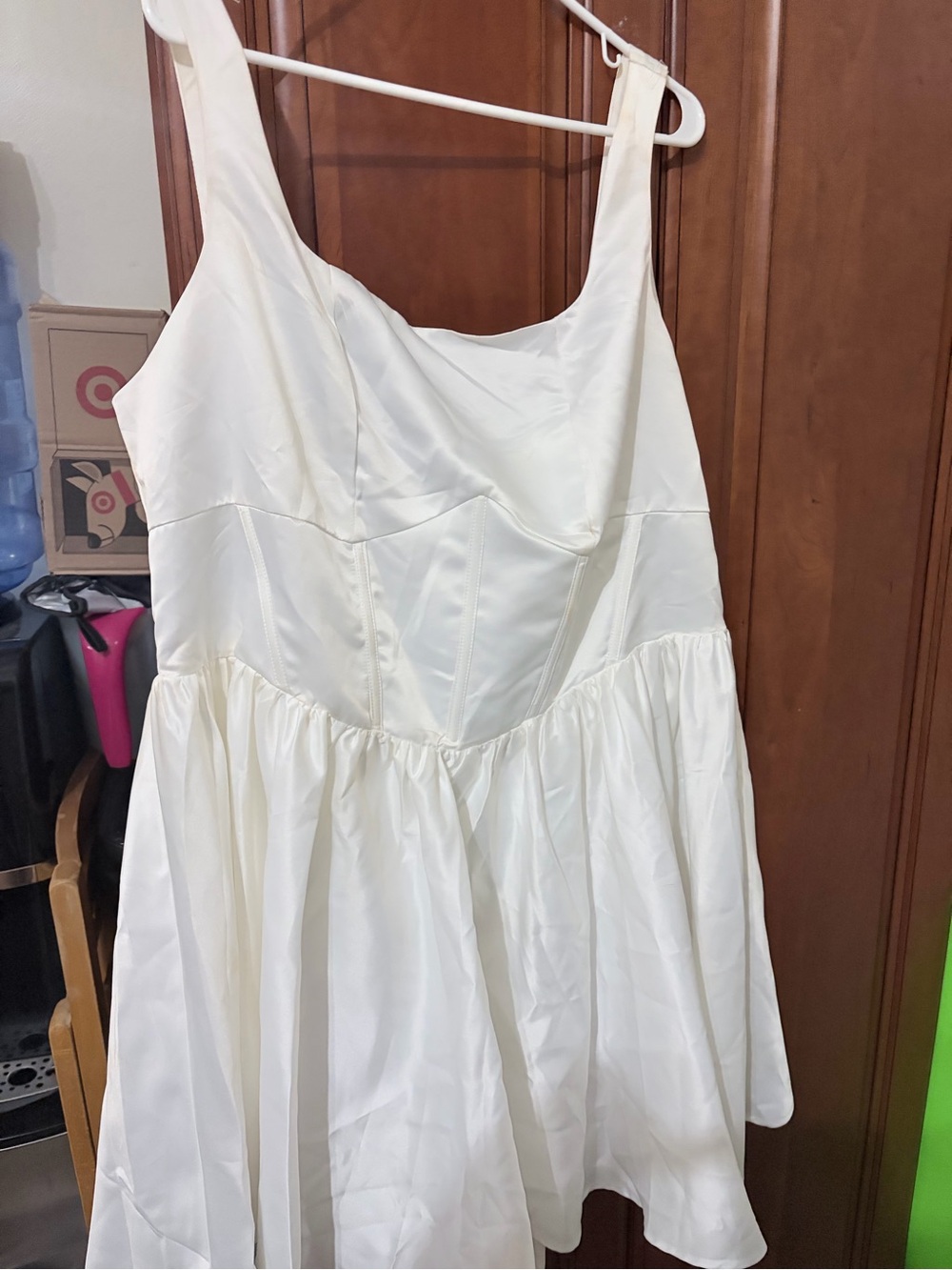 SHEIN White Sleeveless Dress with Bow in Back